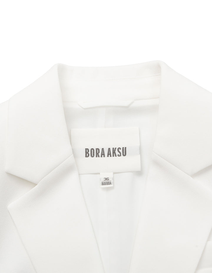BORA AKSU Peaked Lapel 3/4 Sleeve Single-Button Slim-Fit Blazer