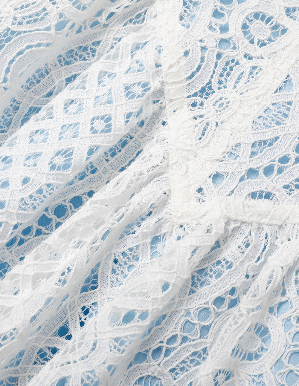 BORA AKSU Romantic Blue And White Lace Patchwork Wavy Dress