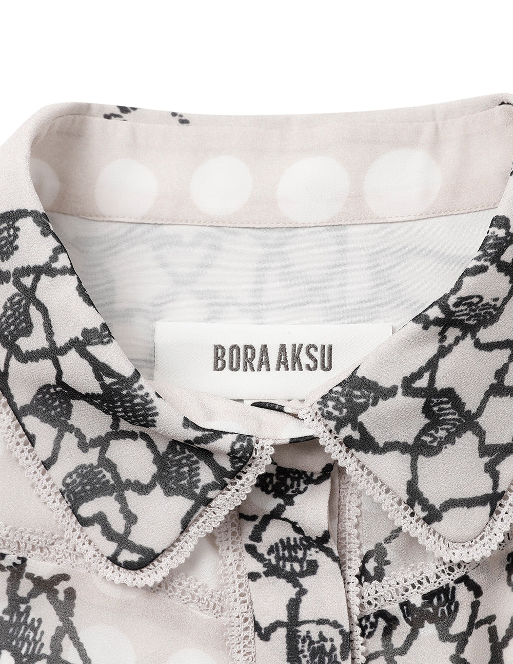 BORA AKSU French Shirt-Style Puff-Sleeve Pleated Printed Dress