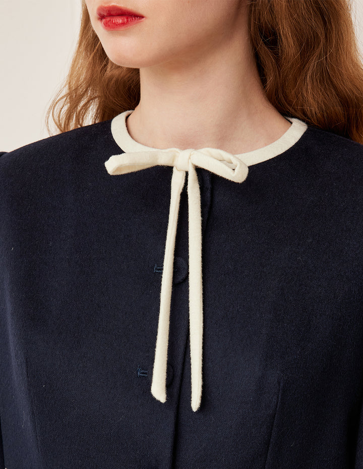 BORA AKSU Round Neck Tie Cropped Wool Jacket