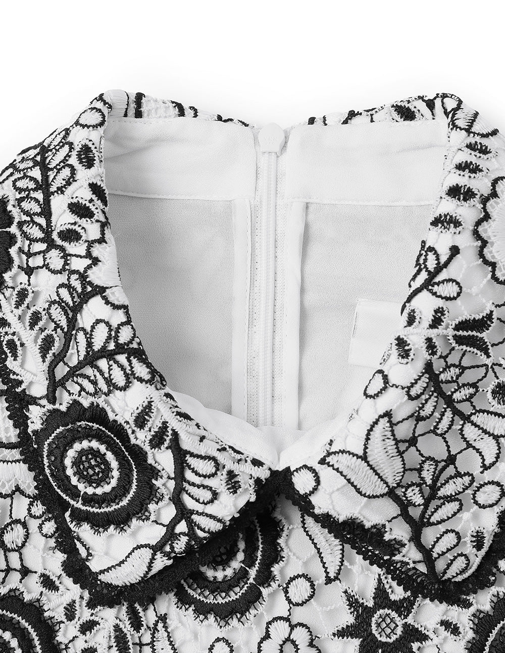 BORA AKSU Retro Puff Sleeve Black And White Lace Dress