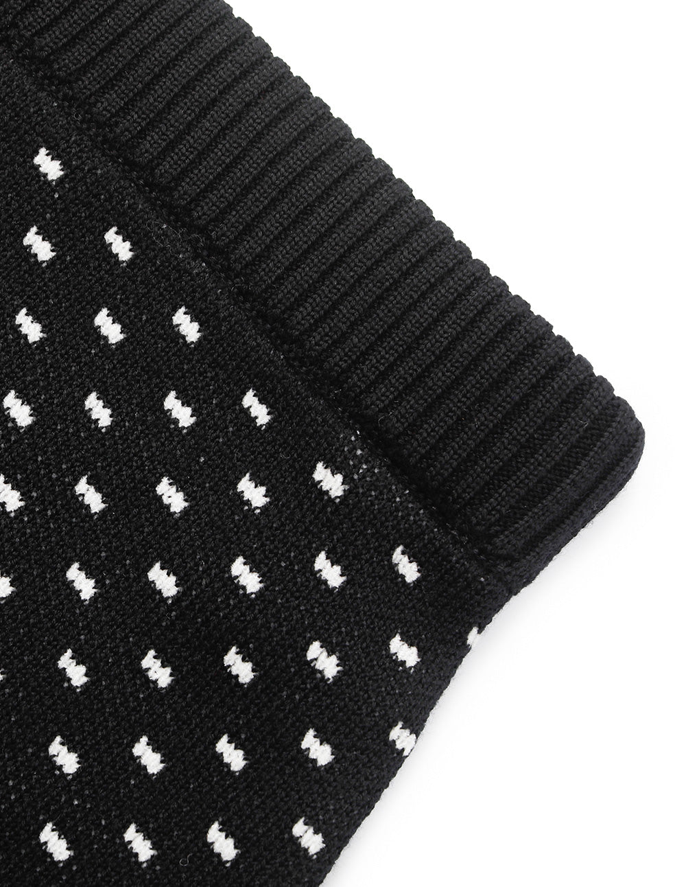 BORA AKSU High-Waist Straight-Cut White Polka Dot Wool Knit Skirt