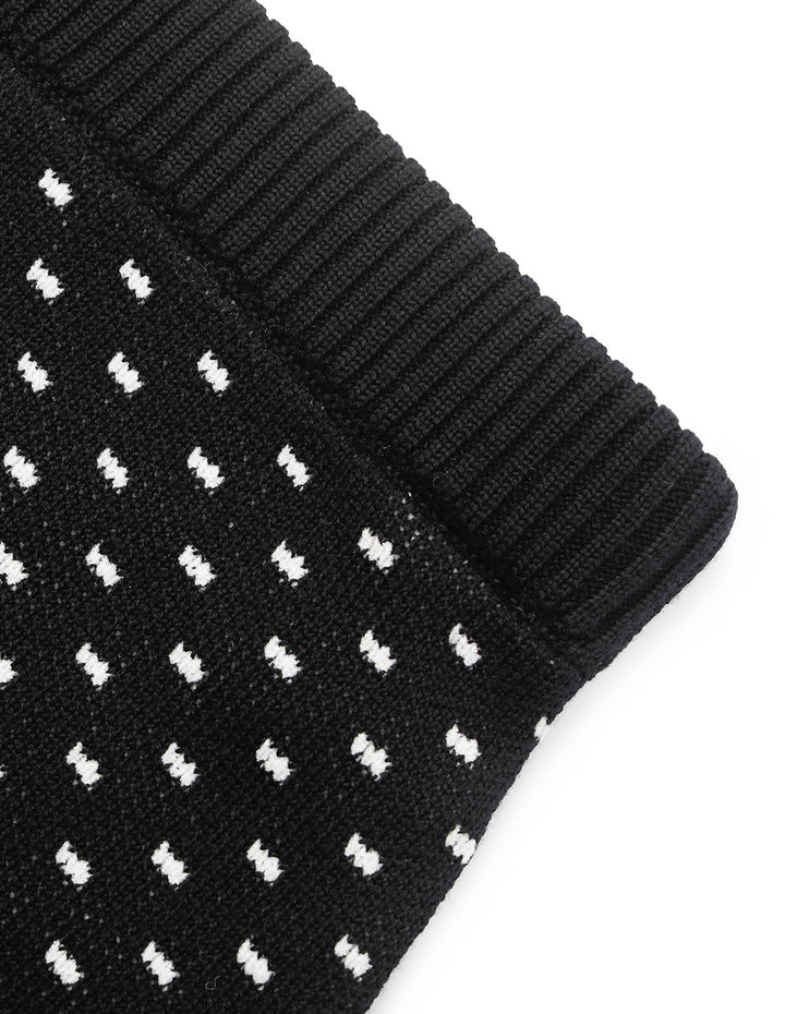 BORA AKSU High-Waist Straight-Cut White Polka Dot Wool Knit Skirt