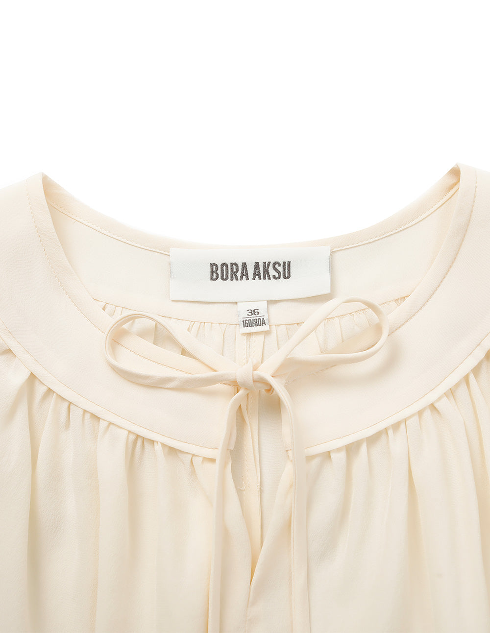 BORA AKSU Round Neck Tie Sleeveless Pleated Silk Top