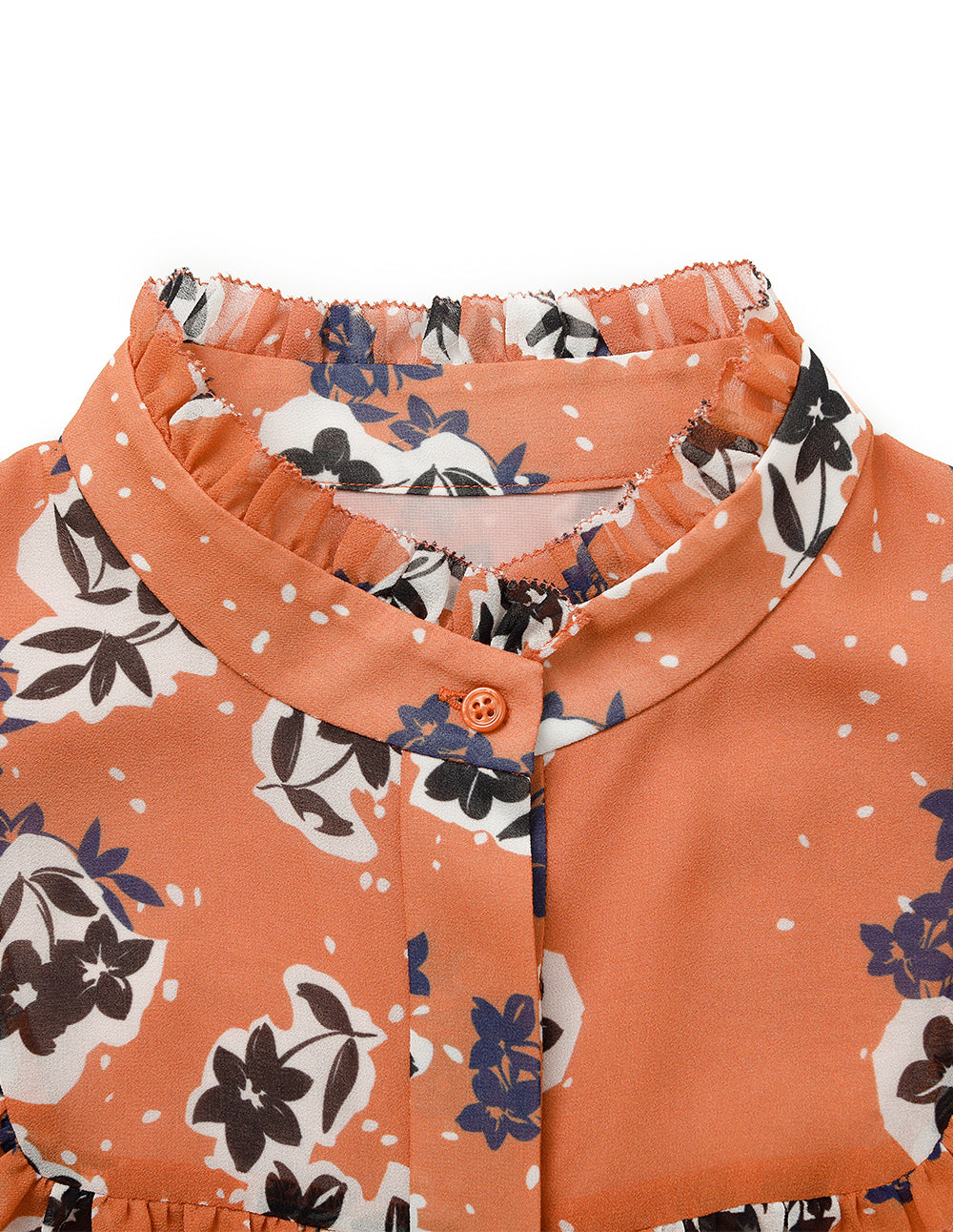 BORA AKSU Ruffled Stand Collar Bubble Sleeve Floral Print Belted Pleated Midi Dress