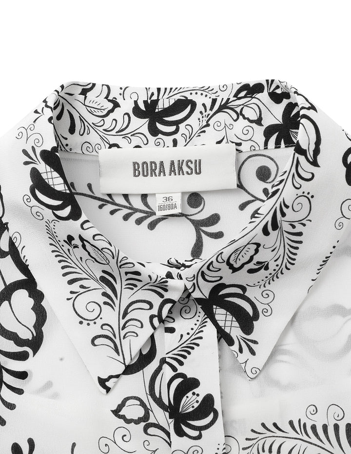 BORA AKSU Lapel Printed Shirt Top
