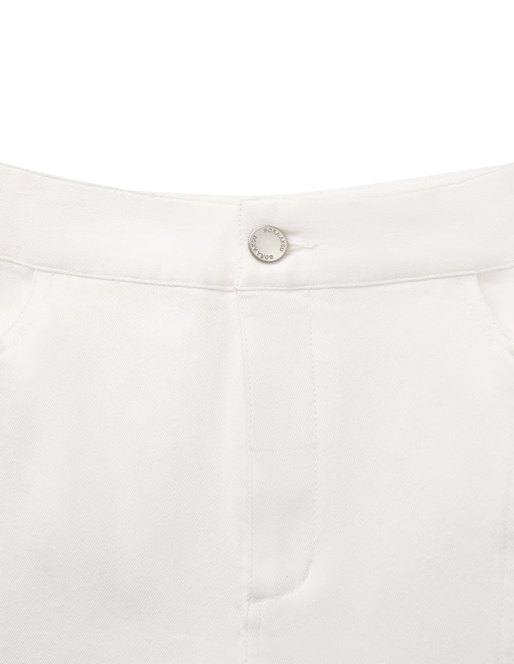 BORA AKSU Wide-Leg Straight White Denim Pants