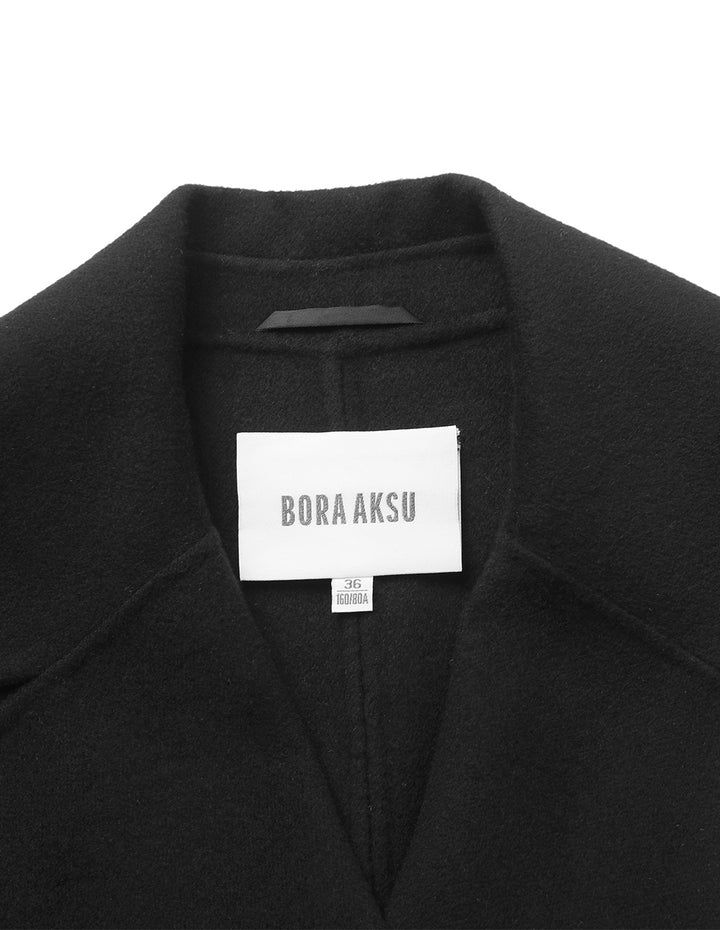 BORA AKSU Lapel Double-Breasted Waisted Wool Double-Faced Coat