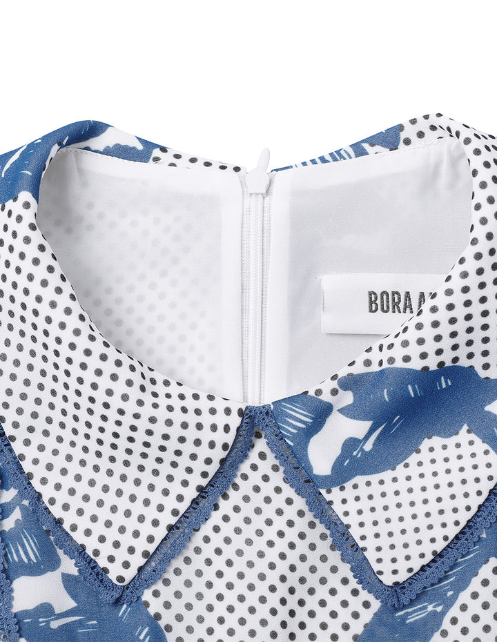 BORA AKSU French Lace-Embellished Bow Print Dress