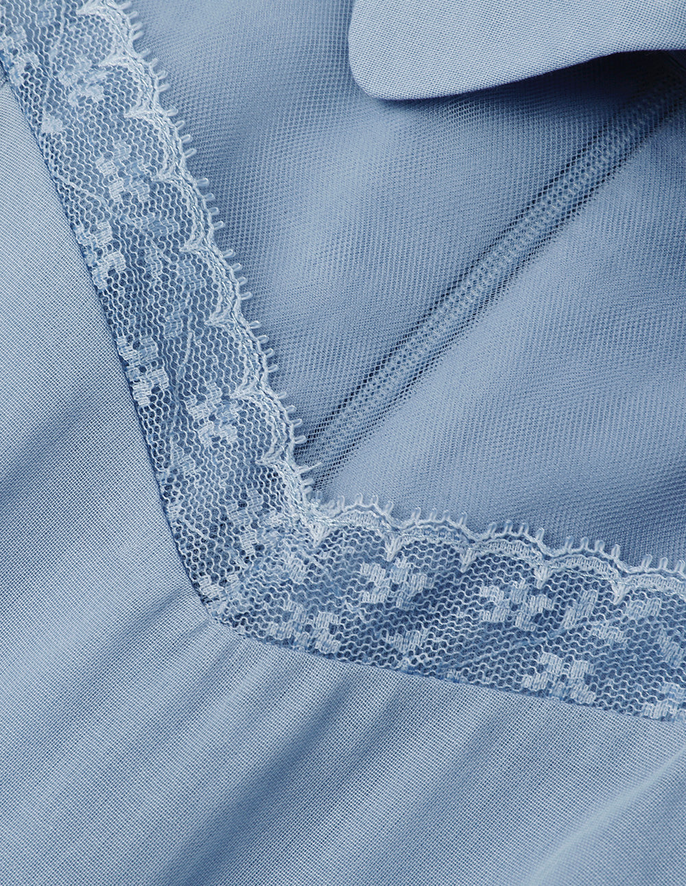 BORA AKSU Puff Sleeve Lapel Pure Cotton Mesh Patchwork Dress