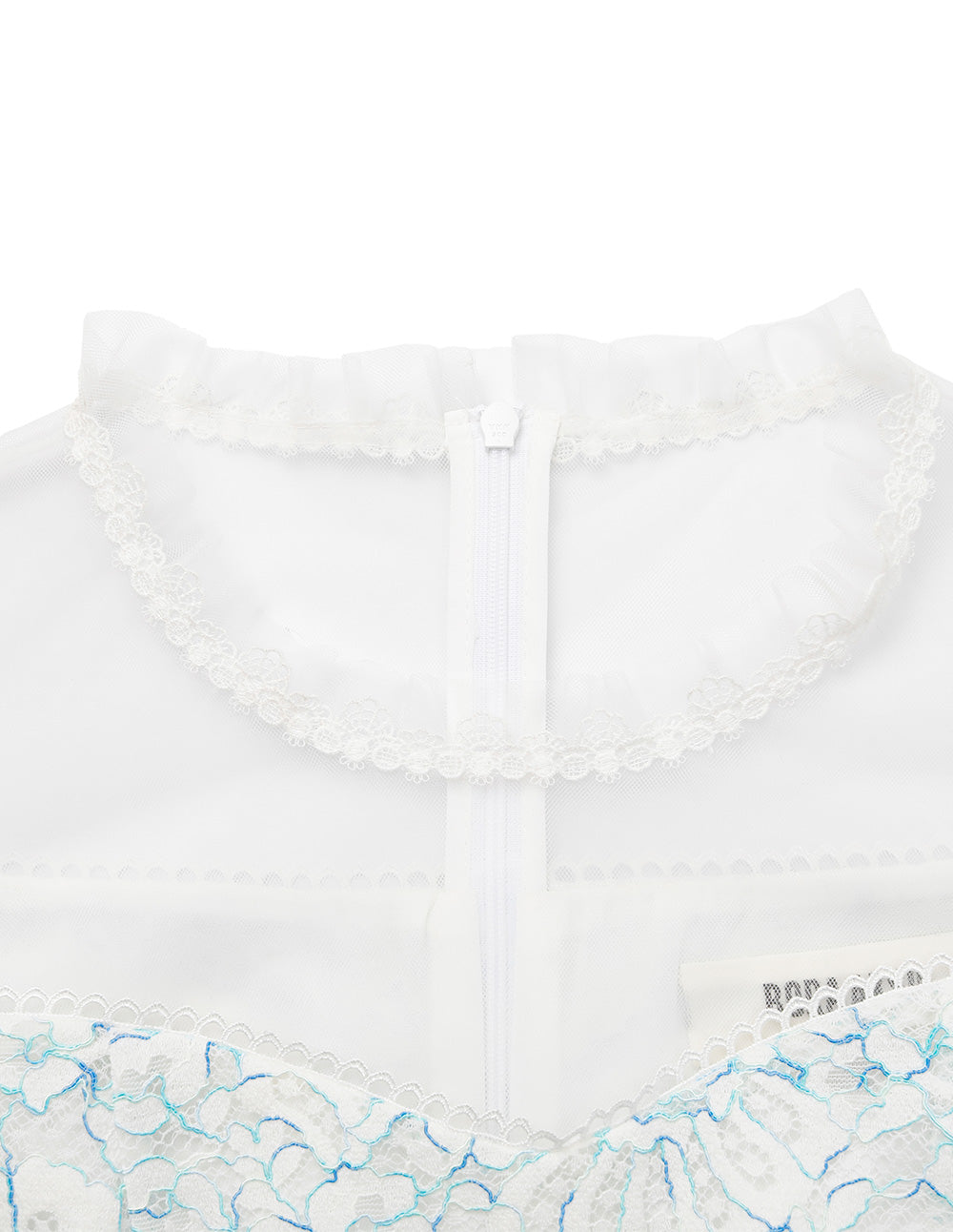 BORA AKSU Transparent Mesh Patchwork Lace-Trimmed Floral Print Trumept Midi Dress