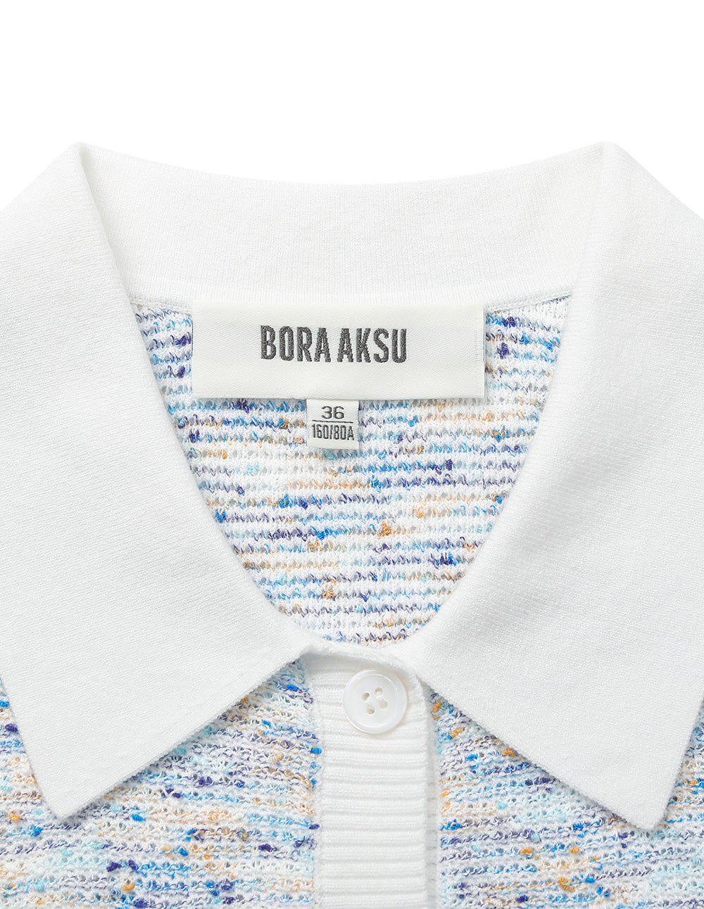 BORA AKSU Peter Pan Collar White Trim Long Sleeve Jacquard Cardigan