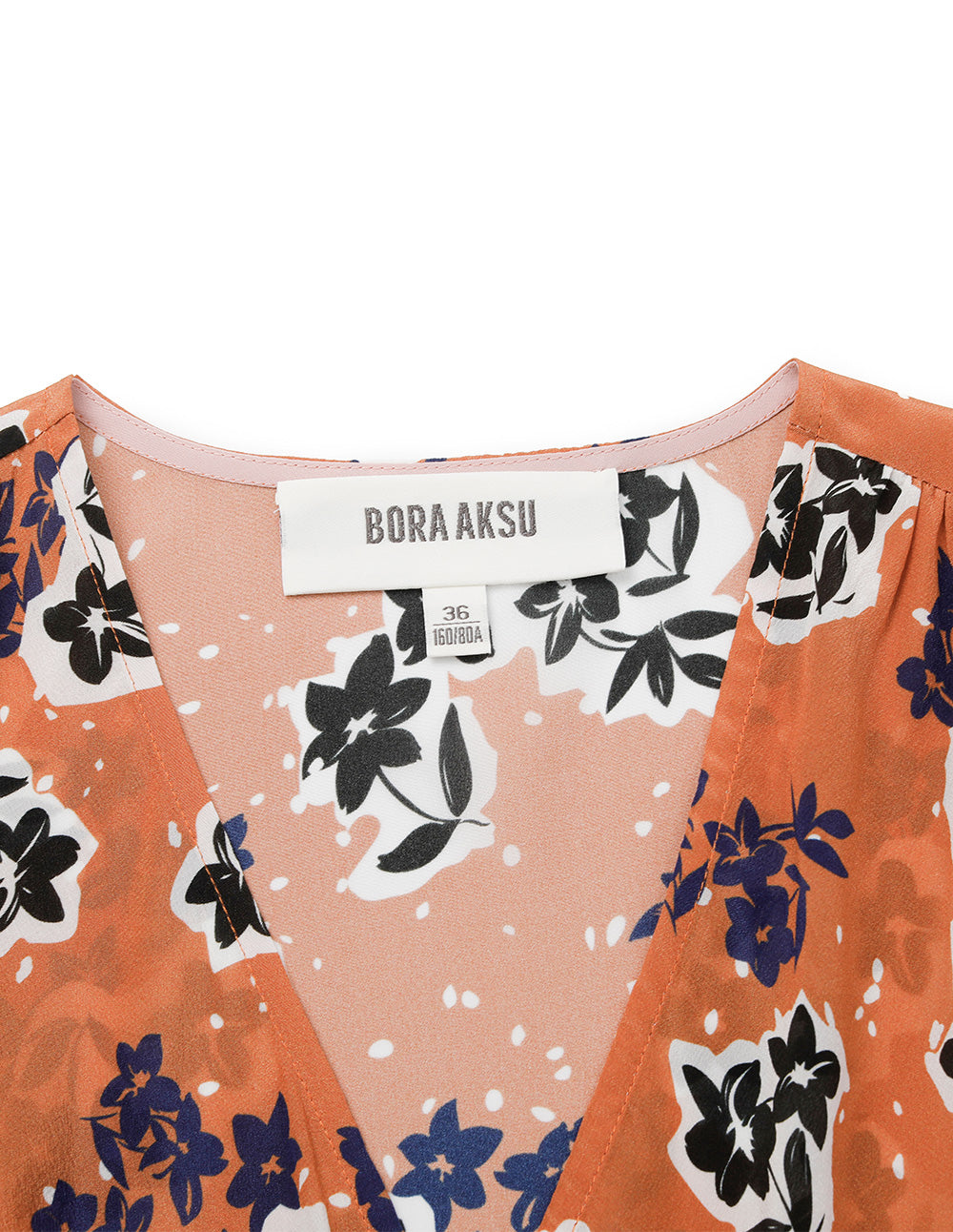 BORA AKSU V-Neck Short Sleeve Floral Print Wrap Top