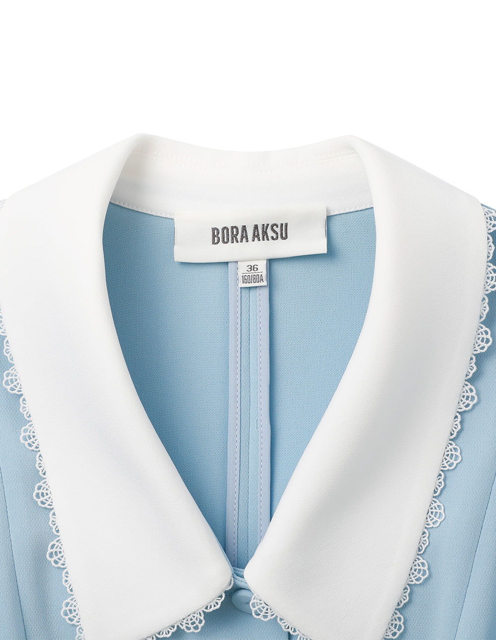 BORA AKSU Puff Sleeve Light Blue Slim Fit A-Line Dress