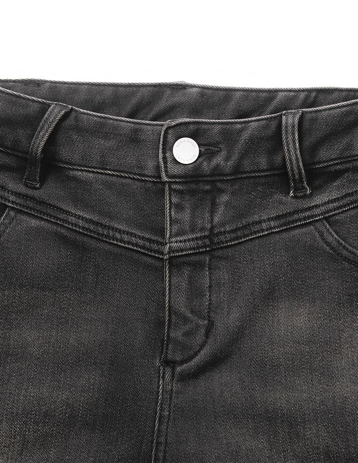 BORA AKSU High-Waisted Washed Gray Relaxed Fit Straight Leg Jeans