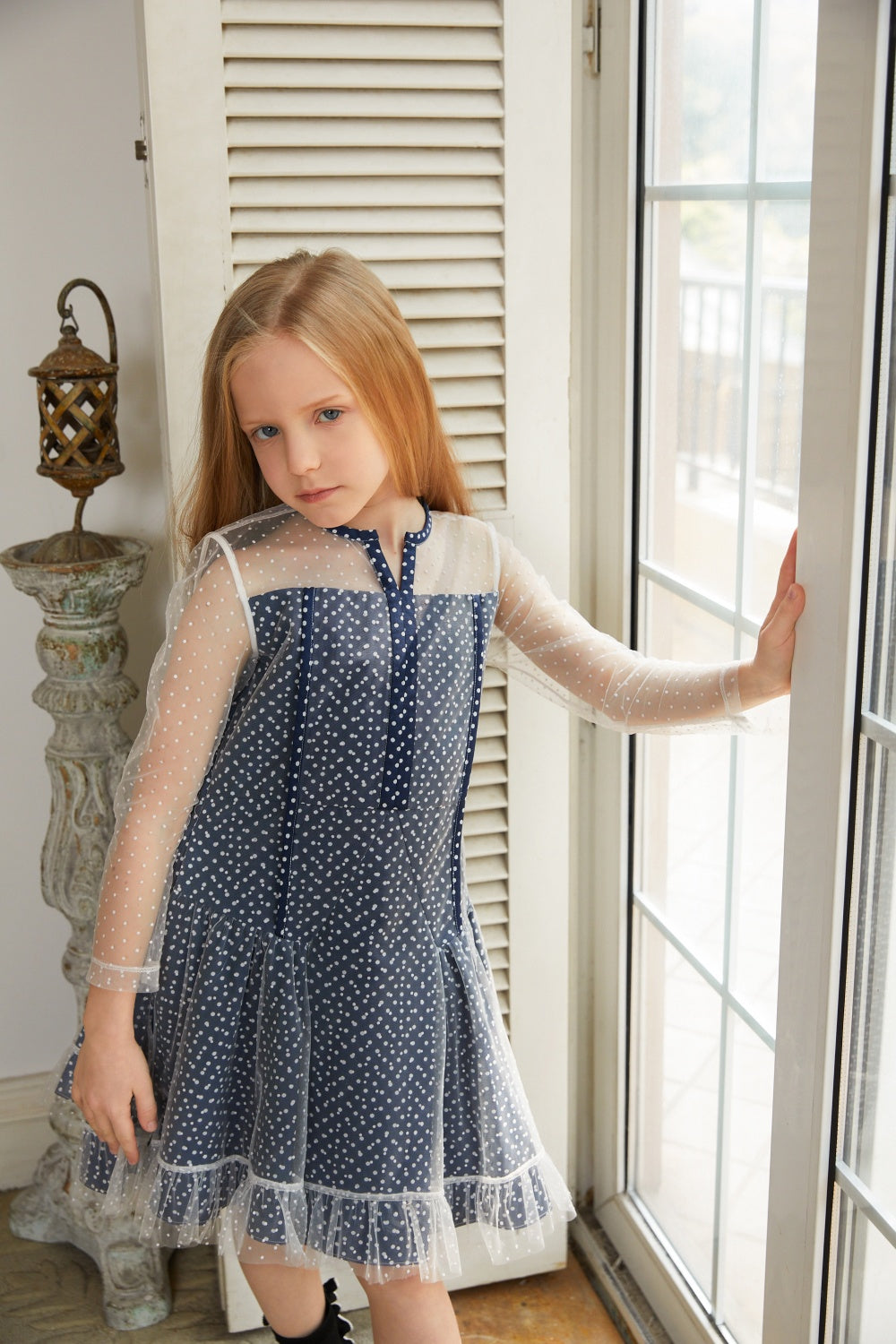 BORA AKSU KIDS Polka Dot Sheer Spring Dress