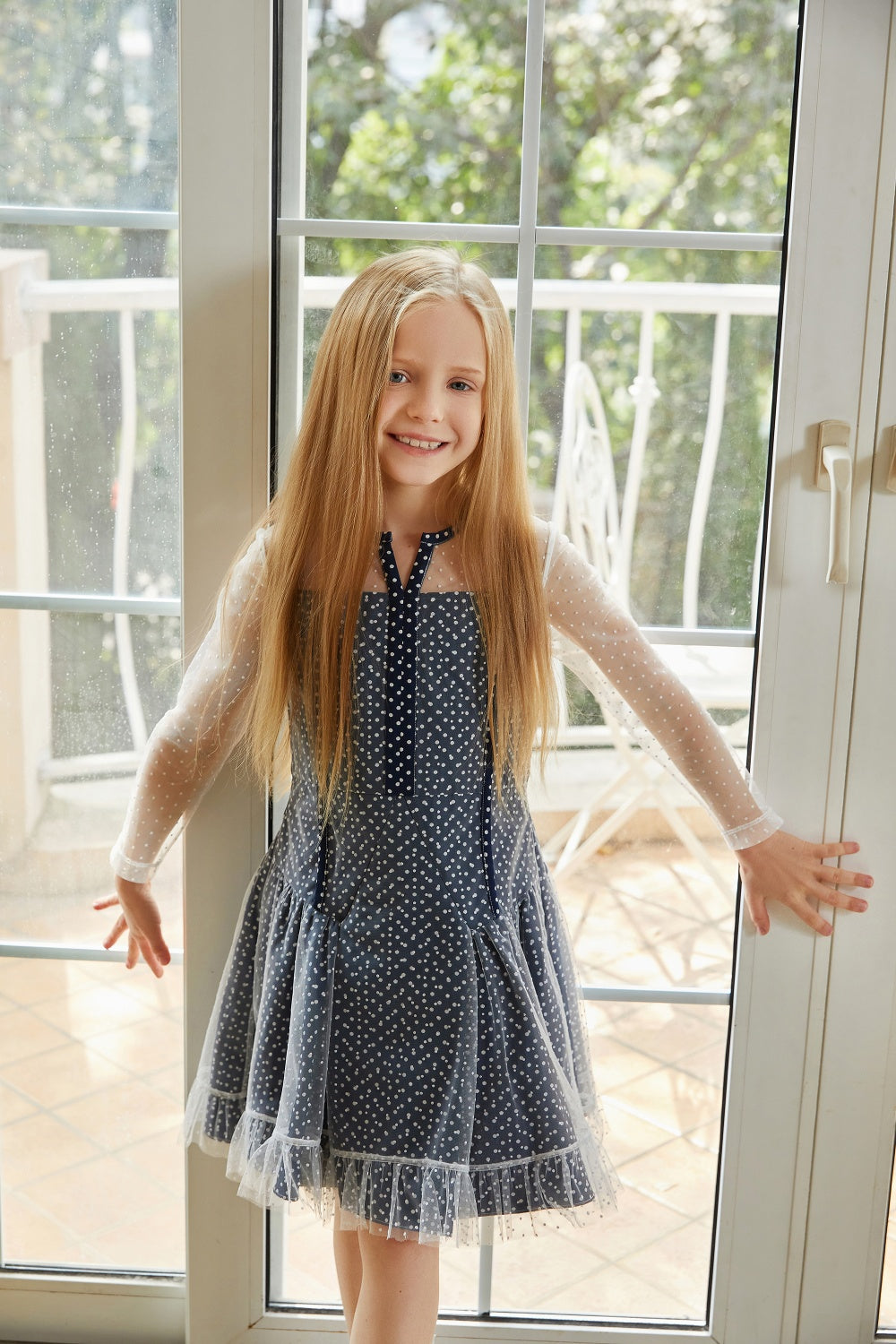 BORA AKSU KIDS Polka Dot Sheer Spring Dress