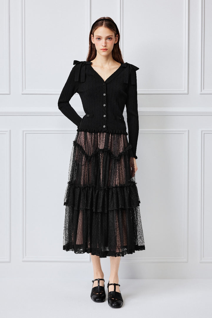 BORA AKSU Black Textured Knit Cardigans