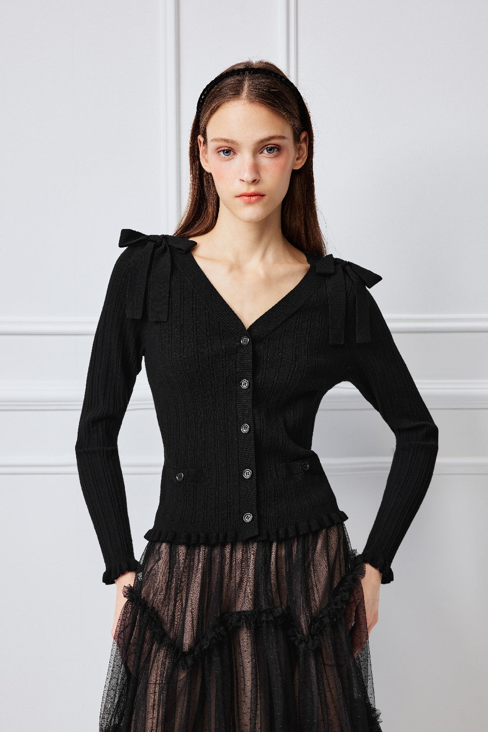 BORA AKSU Black Textured Knit Cardigans