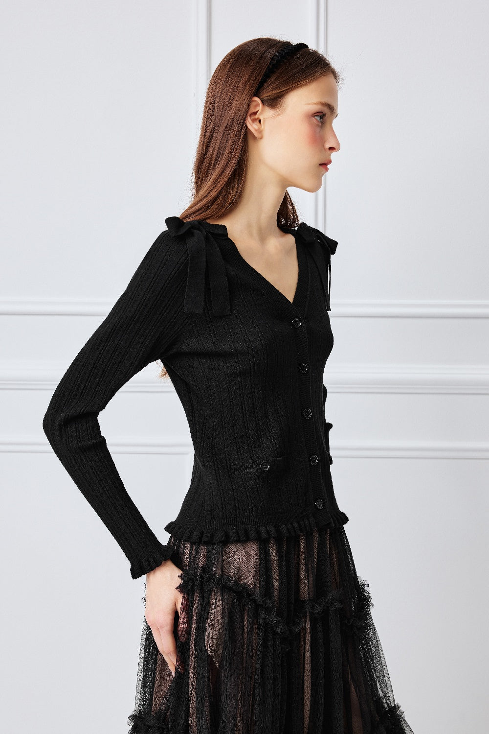 BORA AKSU Black Textured Knit Cardigans
