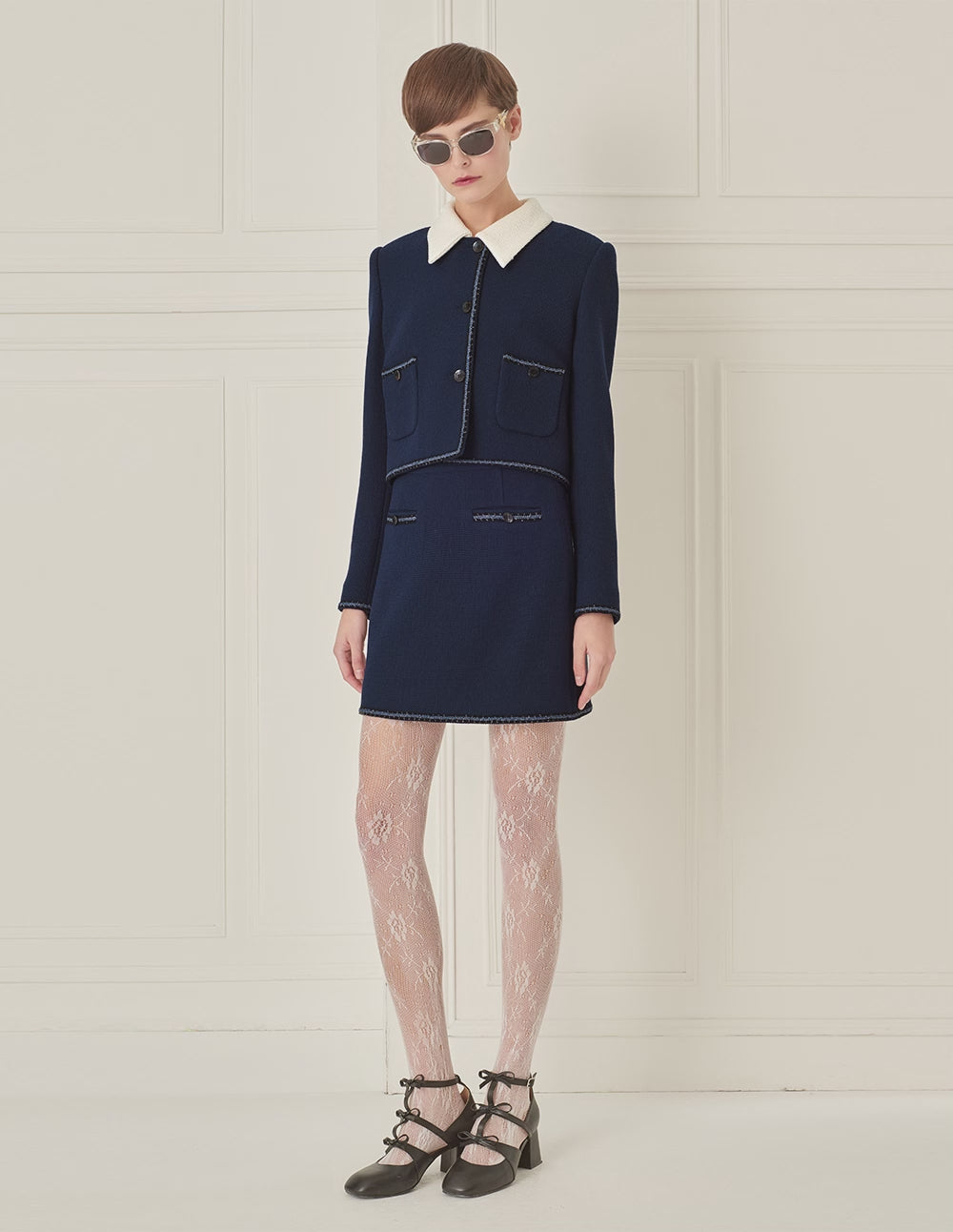 BORA AKSU Lace-Embellished A-Line Short Skirt