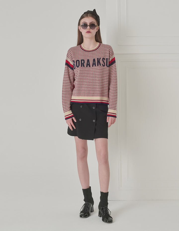 BORA AKSU Elegant All-Match Triple-Acetate Lapped Double-Breasted Skirt