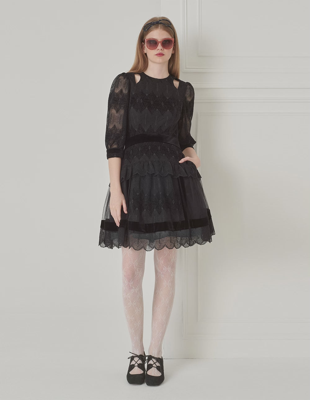 BORA AKSU Tulle-Panelled French Lace Dress