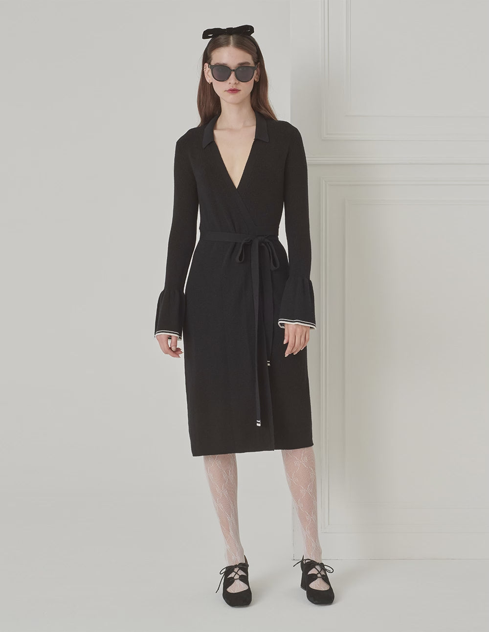BORA AKSU Wrap Two-Piece V-Neck Dress