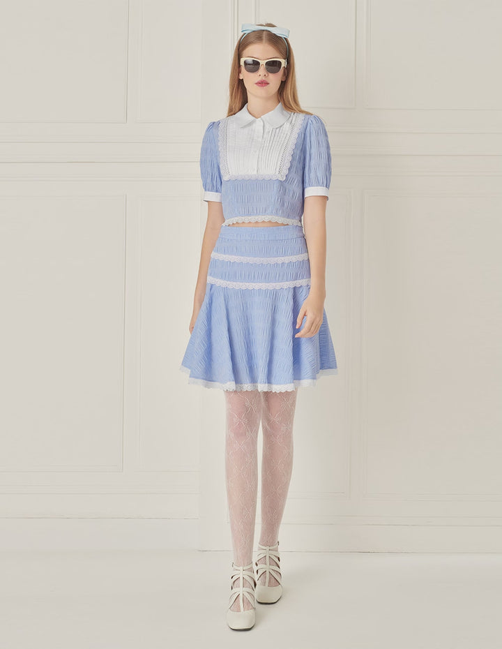 BORA AKSU Lace Paneled A-Line Skirt