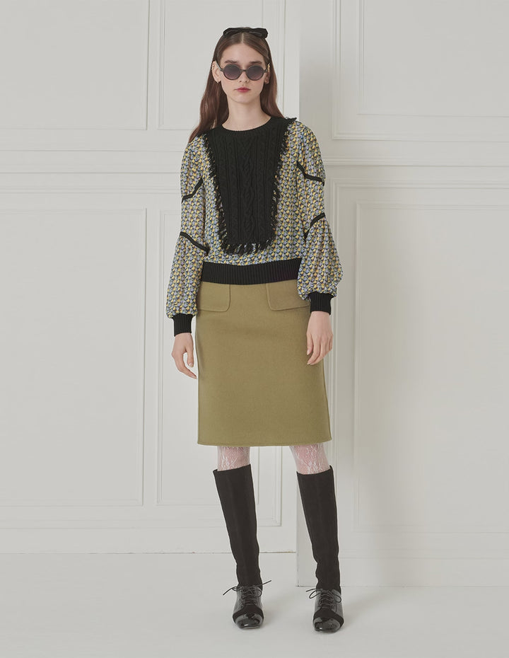 BORA AKSU Lace-Embellished Sleeve Knit Woven And Printed Top