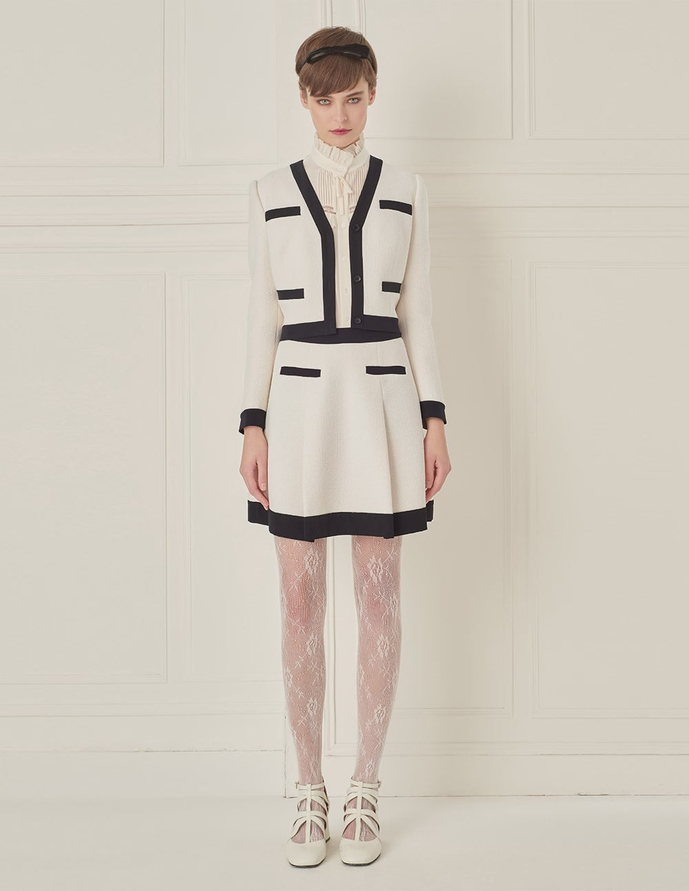 BORA AKSU Black Patchwork V-Neck Knitted Jacket