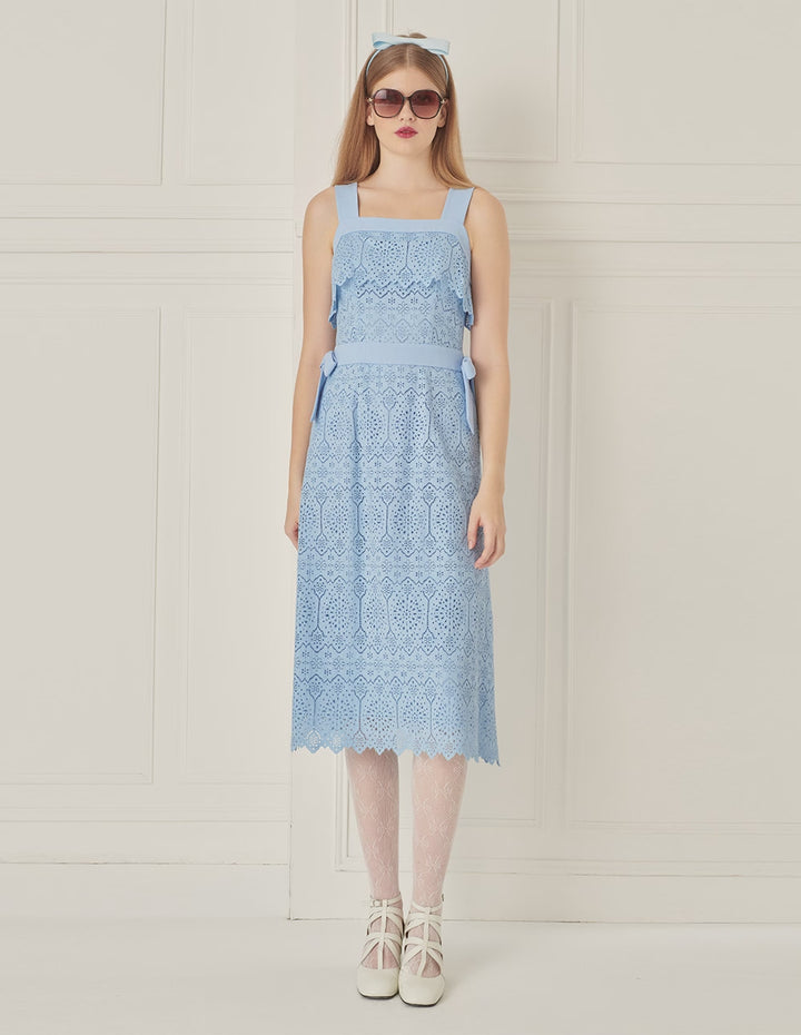 BORA AKSU Bow-Embellished Lace Slip Dress