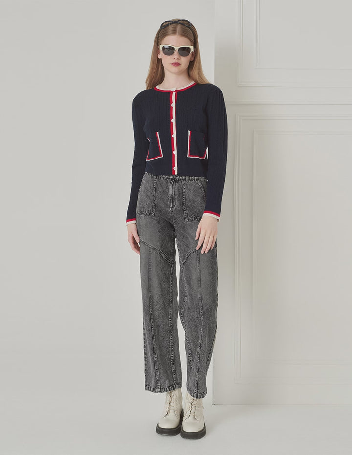 BORA AKSU Washed Grey Distressed Straight-Leg Jeans