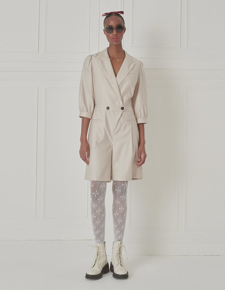 BORA AKSU Puff-Sleeved Silk And Wool-Blend Jumpsuit