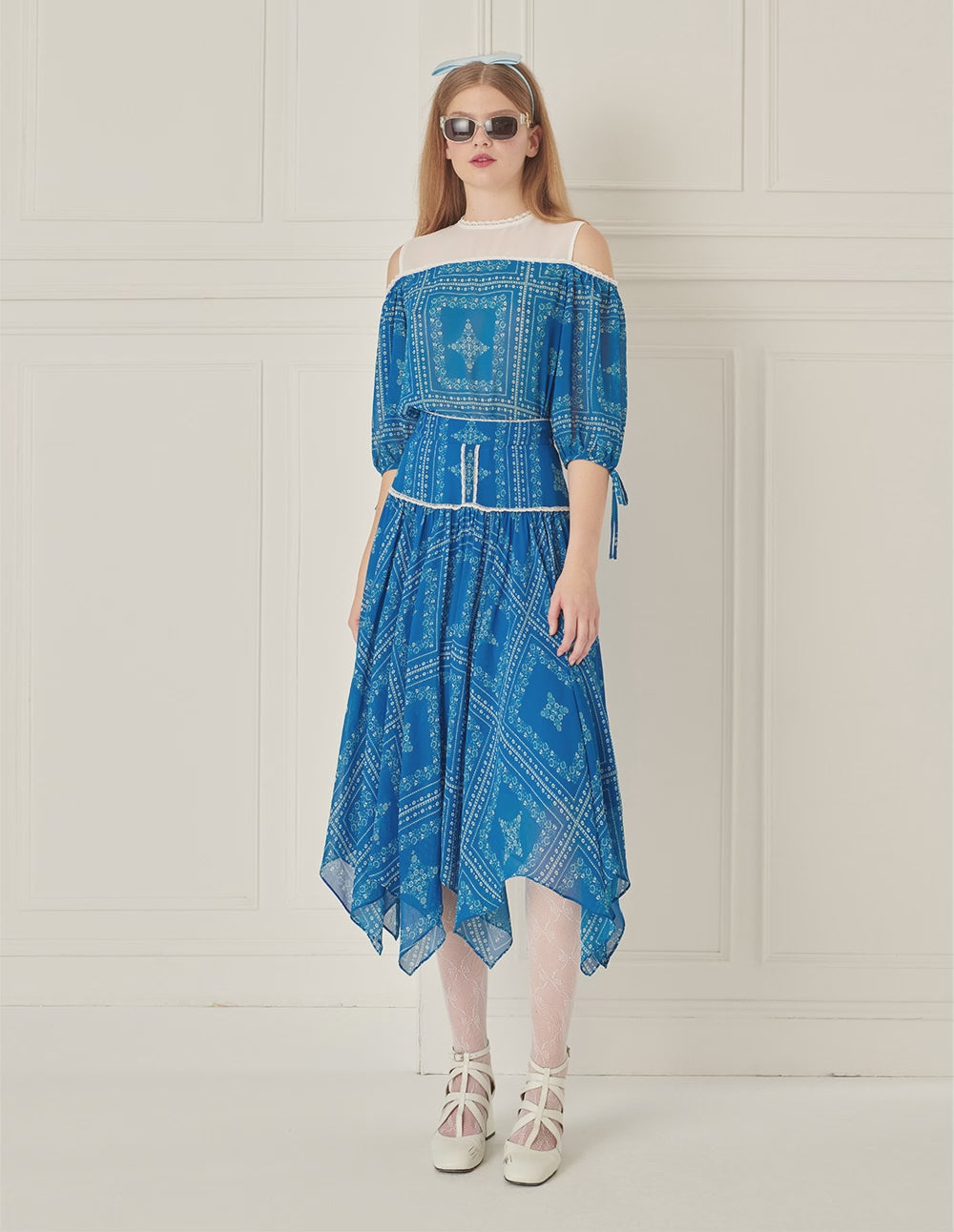 BORA AKSU Damascus Pattern Off-The-Shoulder Printed Top