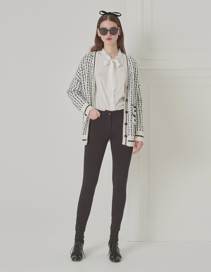 BORA AKSU London Fashion Week Style Black And White Plaid Knitted Cardigan