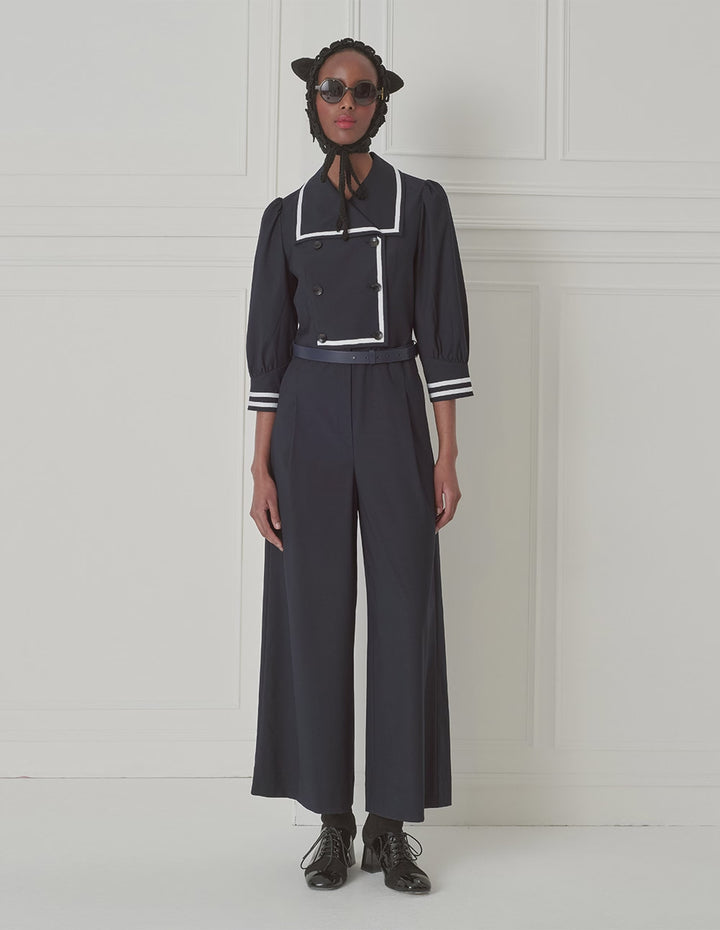 BORA AKSU Navy Lapel Jumpsuit