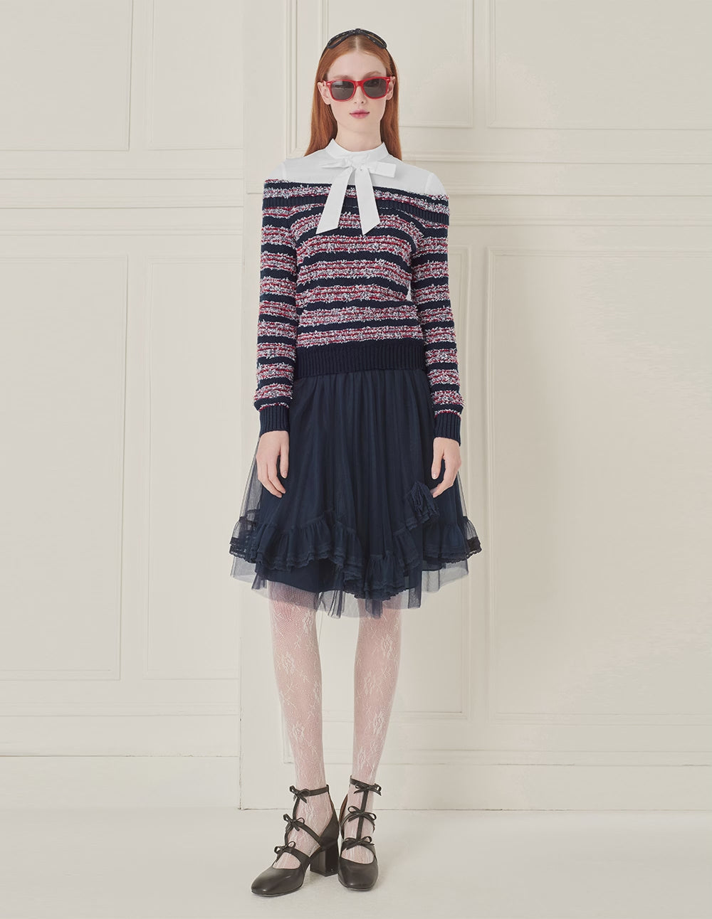 BORA AKSU Layered Mesh Patchwork Skirt