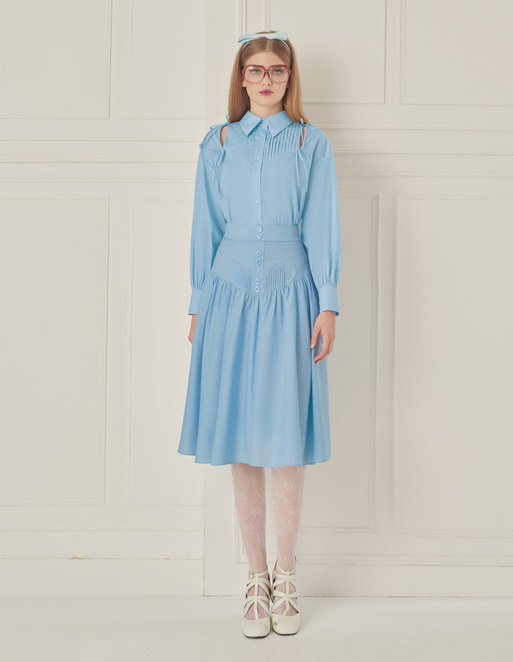 BORA AKSU Tailored Puff Sleeves And Hollow Bow Decoration On The Shoulders Blouse