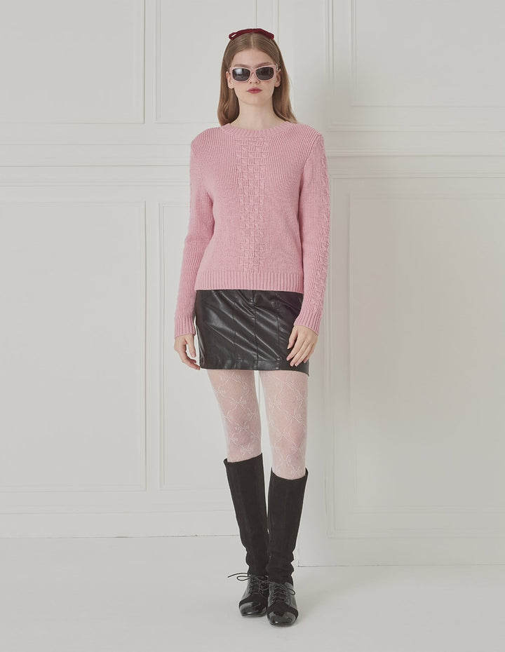 BORA AKSU Sweet Pink Cutout Lace-Up Wool-Knit Sweater