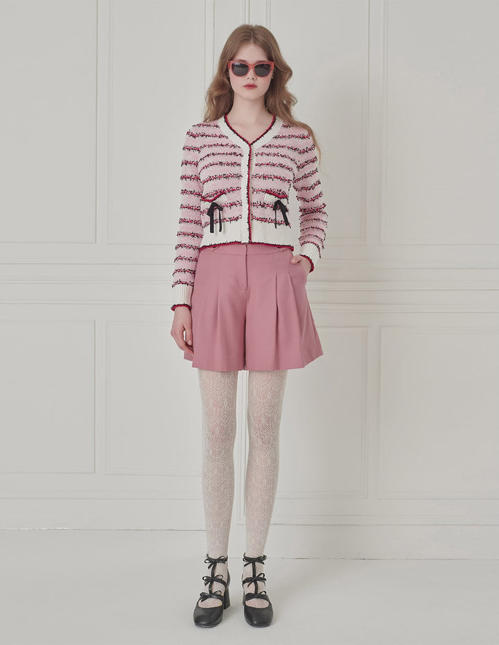 BORA AKSU Pleated Wool Buckle Shorts