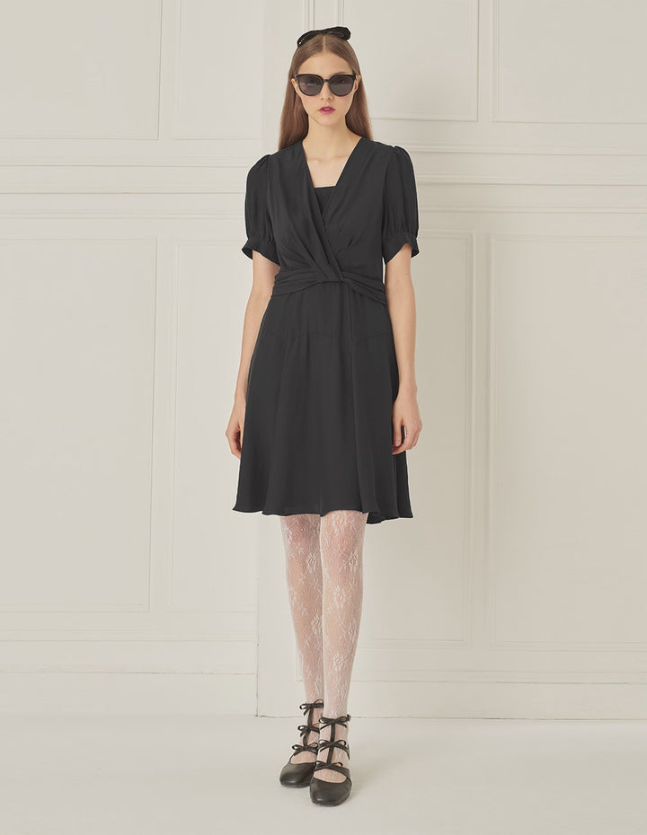 BORA AKSU Puff Sleeve Twist Waist Dress