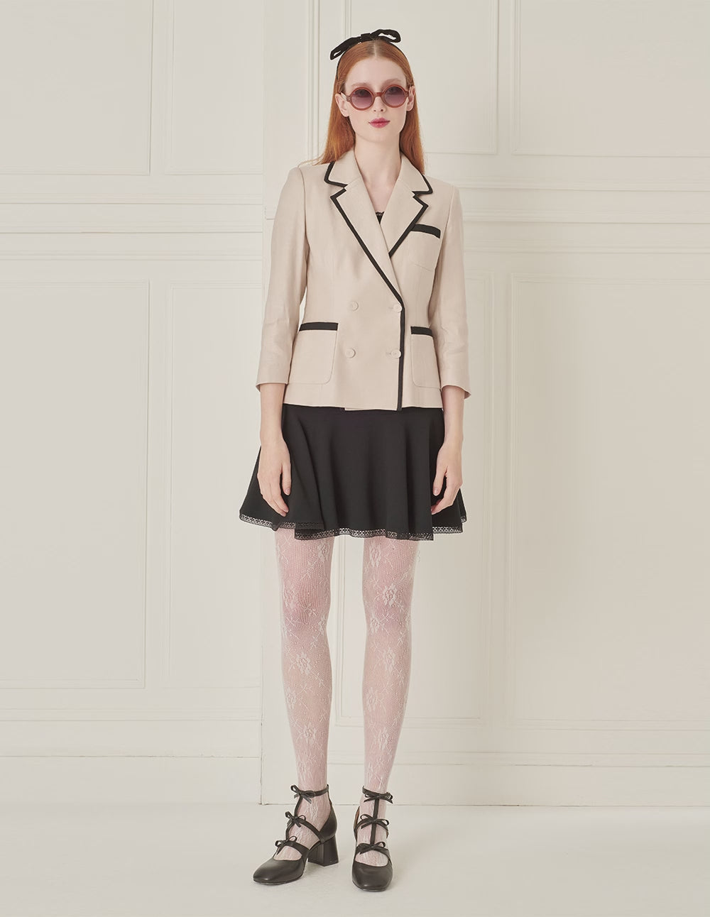 BORA AKSU Colour Block Patch Pocket Slim Fit Gentle Beige Blazer