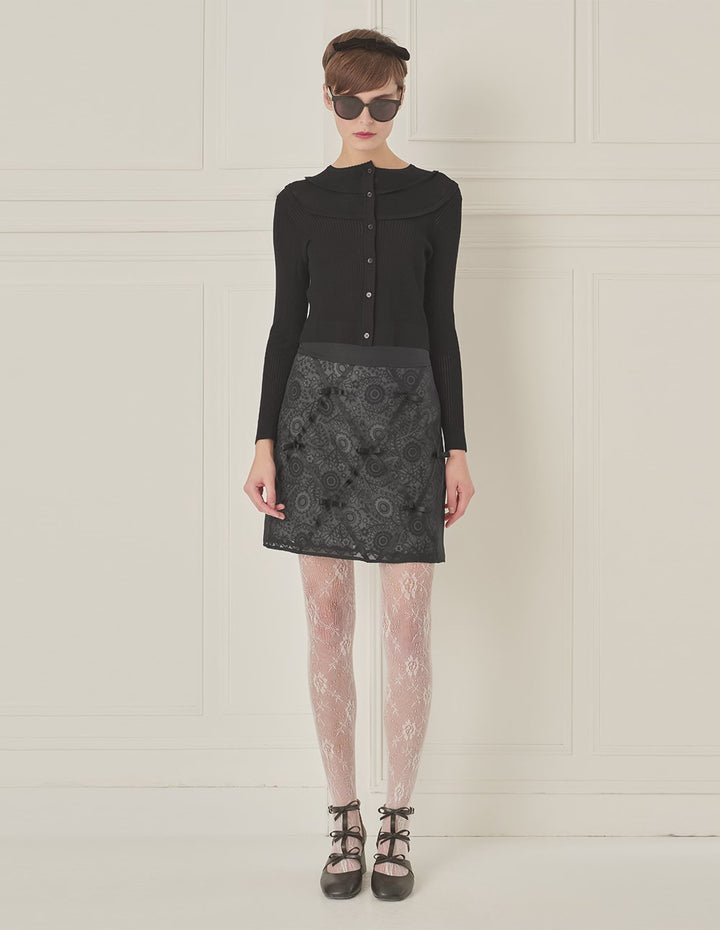 BORA AKSU Mulberry Silk Bow-Embellished A-Line Skirt