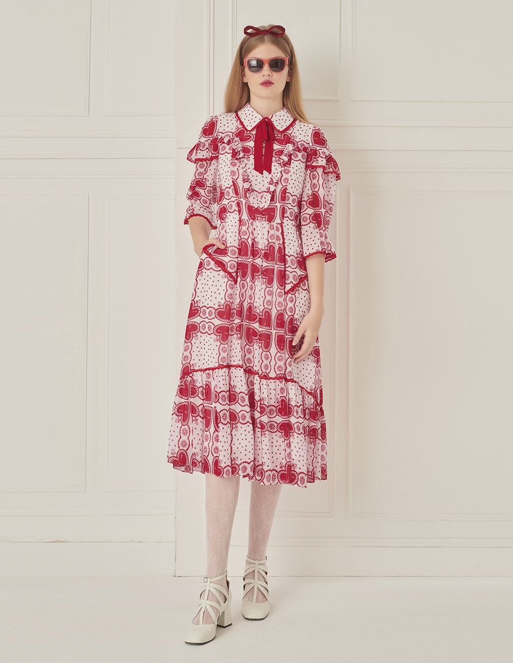 BORA AKSU Peter Pan Collar Print Dress