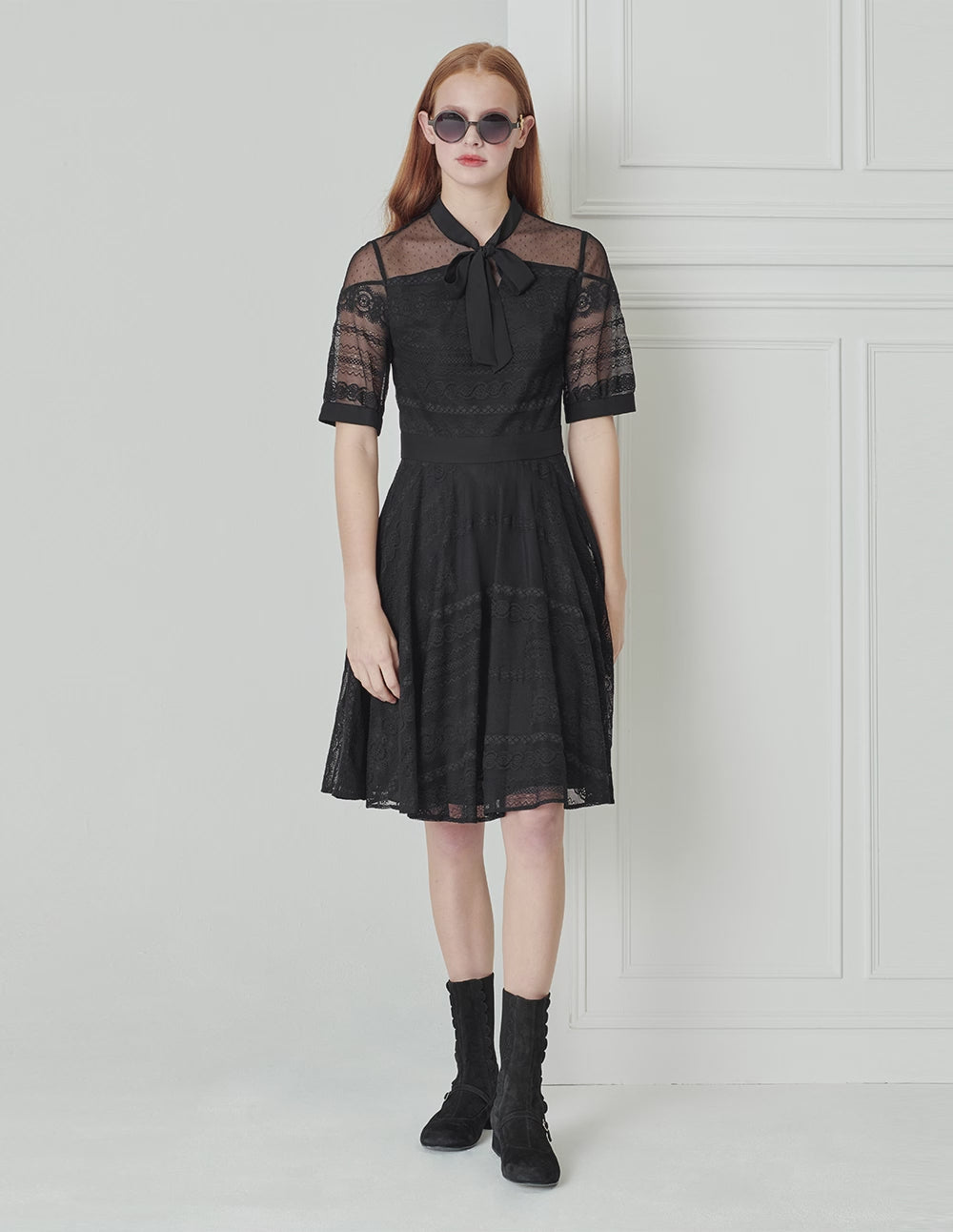BORA AKSU French Streamer Lace Waist Dress