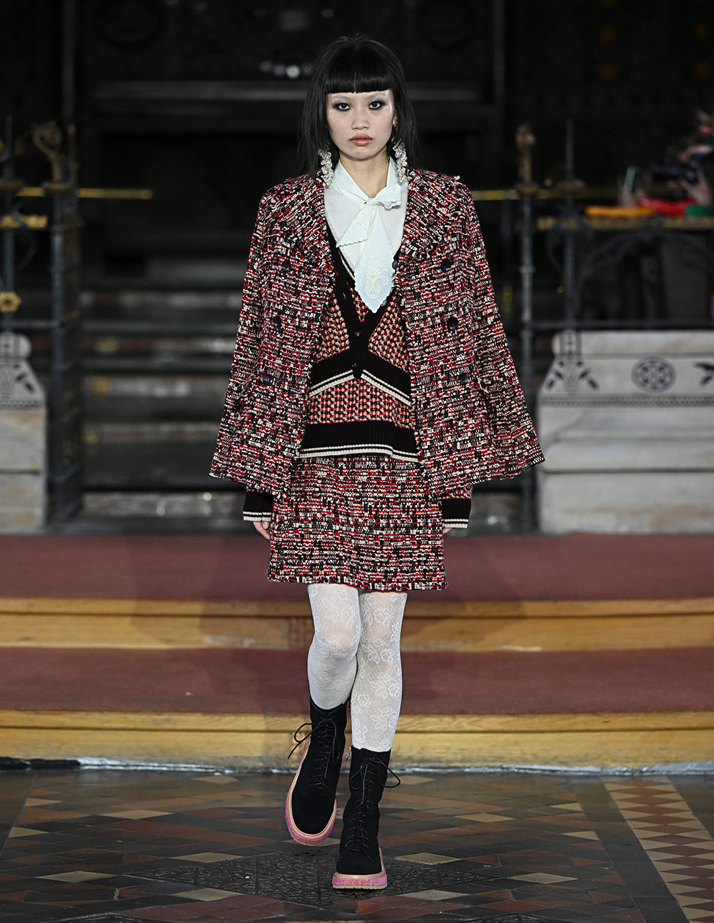 BORA AKSU Red And Black Tweed Pack Hip Skirt