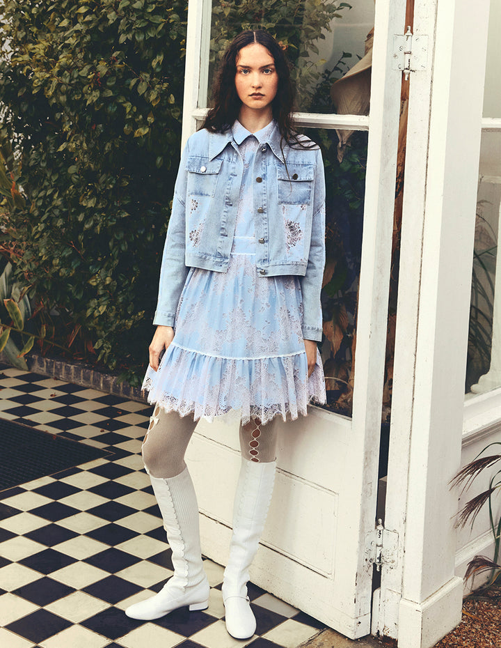 BORA AKSU French Court Peter Wind Neck Lace Dress