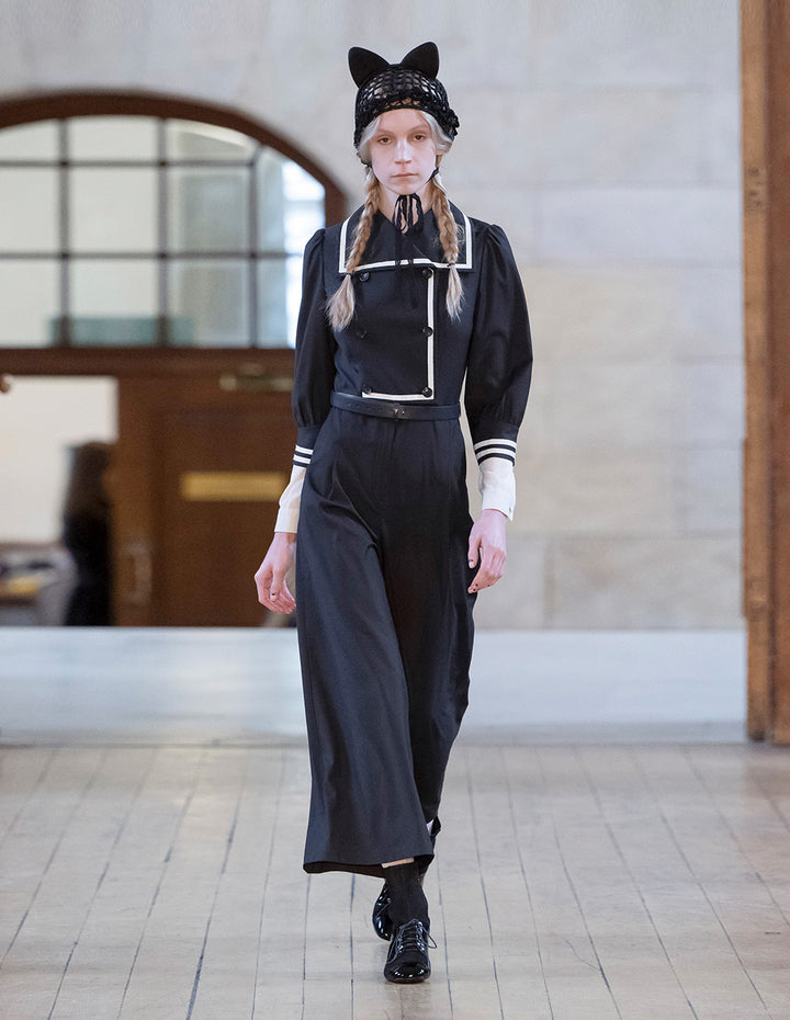 BORA AKSU Navy Lapel Jumpsuit