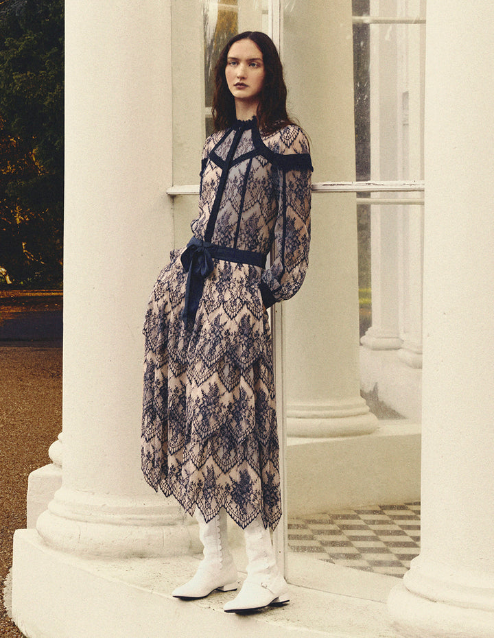 BORA AKSU Apricot Blue Lace Short Skirt